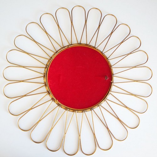 Espejo sol dorado en forma de flor, vintage años 60.
