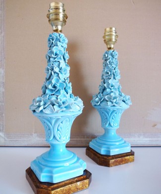 Pareja de lámparas de cerámica de Manises. Vintage 50s-60s.