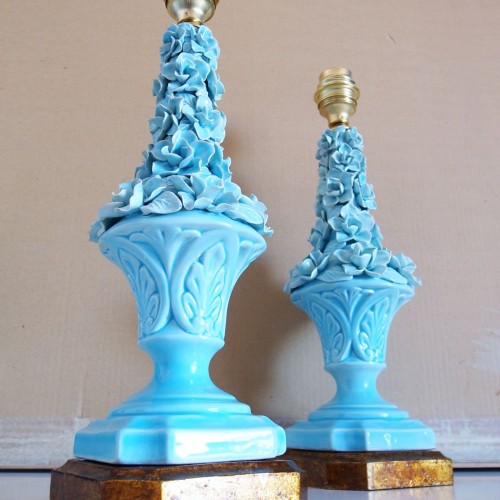 Pareja de lámparas de cerámica de Manises. Vintage 50s-60s.