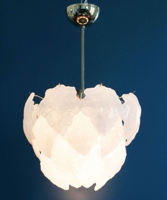 Mazzega Murano - Lámpara de techo con hojas de cristal, vintage años 70s.