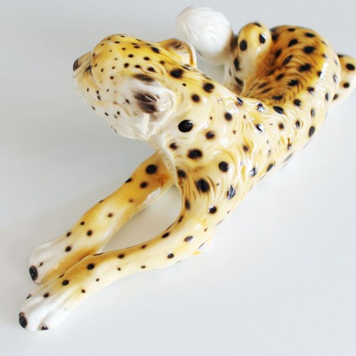 Leopardo o guepardo de cerámica, vintage años 60s.