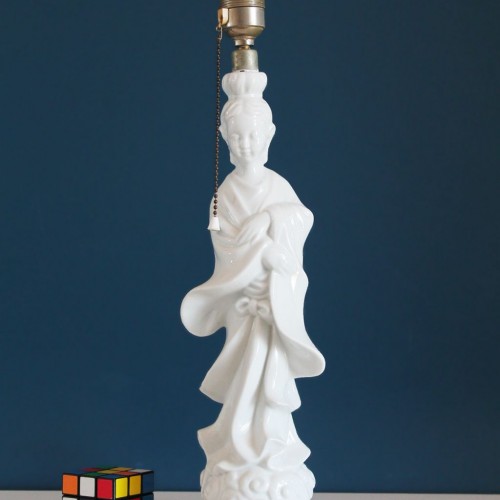 Lámpara de cerámica de Manises- figura oriental - vintage 50s-60s.