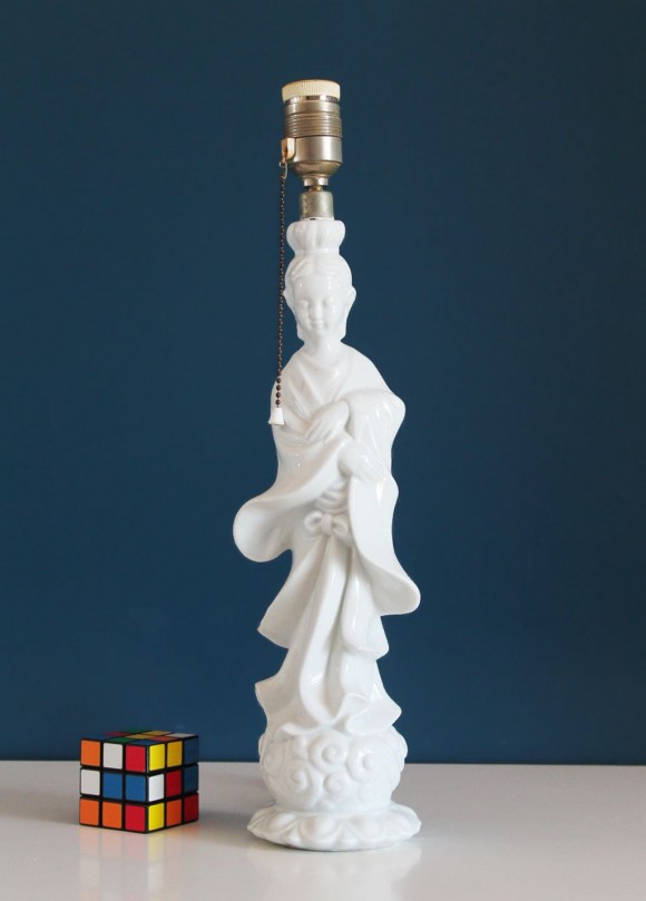 Lámpara de cerámica de Manises- figura oriental - vintage 50s-60s.