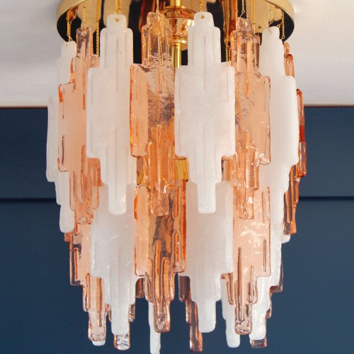 Espectacular lámpara de techo en cristal de Murano atribuida a Mazzega - vintage 70s.