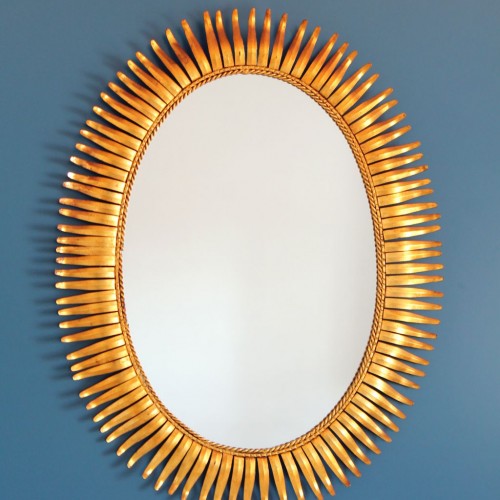 Espejo sol dorado al pan de oro, vintage años 60.