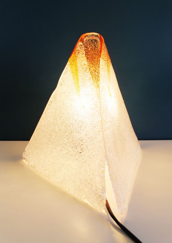 Lámpara volcán de cristal de Murano. Vintage años 60-70.