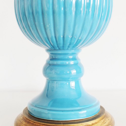 Lámpara de cerámica azul de Manises, vintage años 50s-60s.