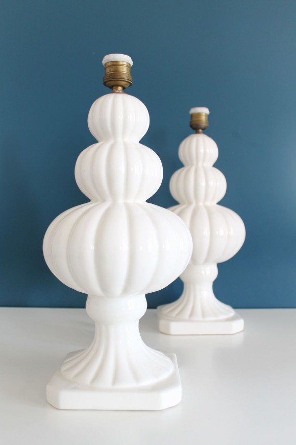 Pareja de lámparas vintage de cerámica de Manises, Vintage 50s-60s.