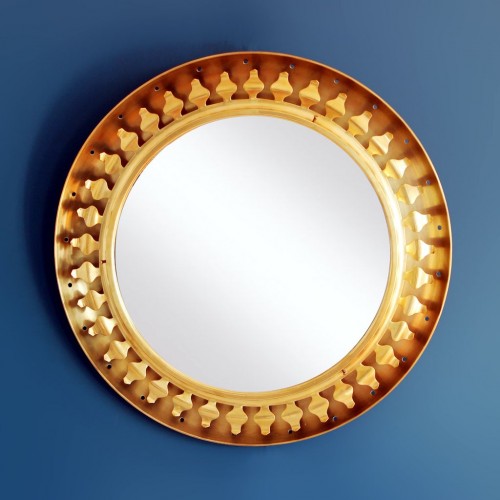 Espectacular espejo sol retroiluminado, latón dorado. Vintage 50s-60s.