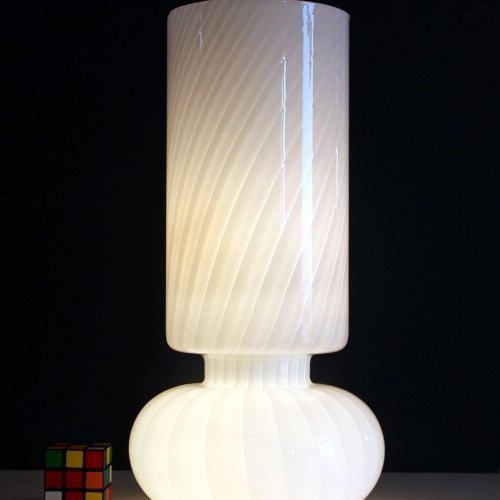 VISTOSI MURANO - Lámpara seta de cristal opal de Murano, vintage años 70s.