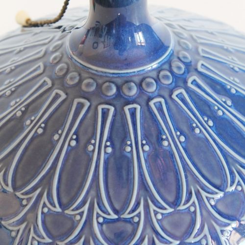 Lámpara de porcelana Lladró "Pletoria" azul, vintage años 70.
