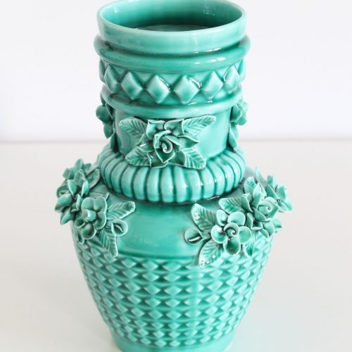 Jarrón de cerámica de Manises en color azul turquesa. Vintage años 50-60. 3 UNIDADES DISPONIBLES.