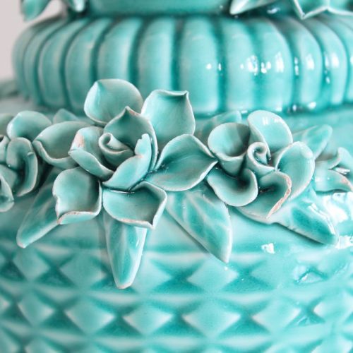 Jarrón de cerámica de Manises en color azul turquesa. Vintage años 50-60. 3 UNIDADES DISPONIBLES.