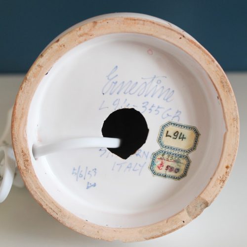 ERNESTINE VIRDEN-CANNON Salerno - Lámpara de cerámica pintada a mano, vintage 1950s.