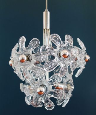 MAZZEGA MURANO - Espectacular lámpara chandelier de flores de cristal. Vintage 60s-70s.
