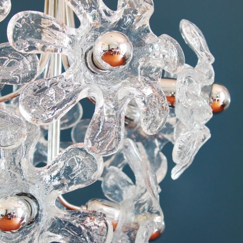 MAZZEGA MURANO - Espectacular lámpara chandelier de flores de cristal. Vintage 60s-70s.