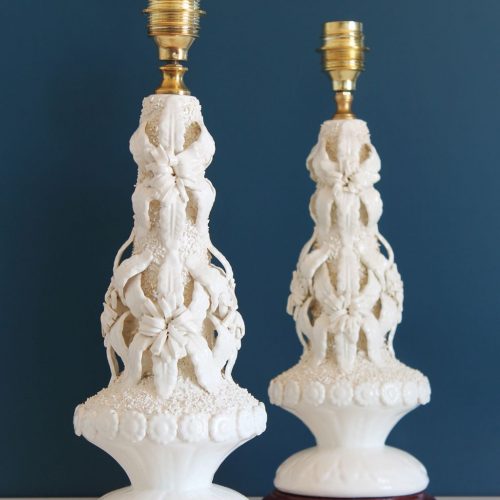 Excelente pareja de lámparas de cerámica de Manises (Valencia). Vintage años 50s-60s.