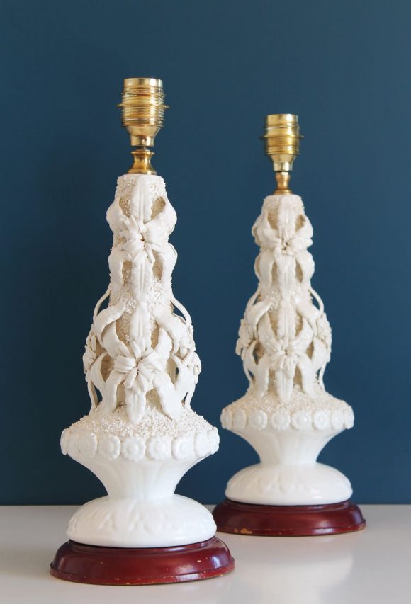 Excelente pareja de lámparas de cerámica de Manises (Valencia). Vintage años 50s-60s.