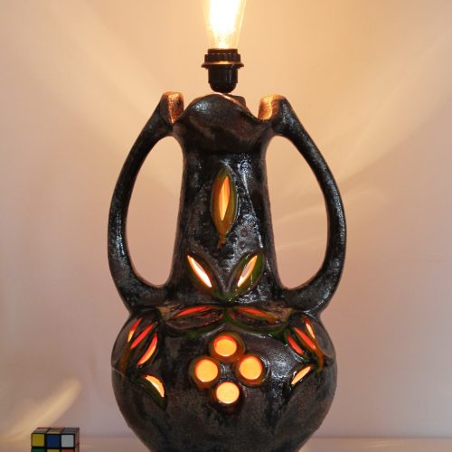 WALTER GERHARD - Lámpara de cerámica Fat Lava, retroiluminada, Sondgen Keramics, Alemania Occidental, vintage 60s.