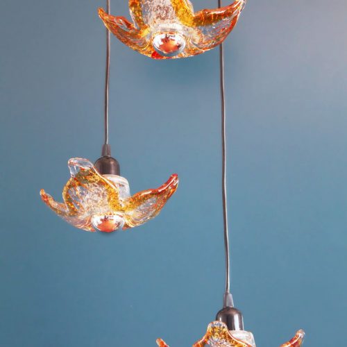 FLORES DE CRISTAL - Lámpara italiana de cristal de Murano, vintage 70s-80s.