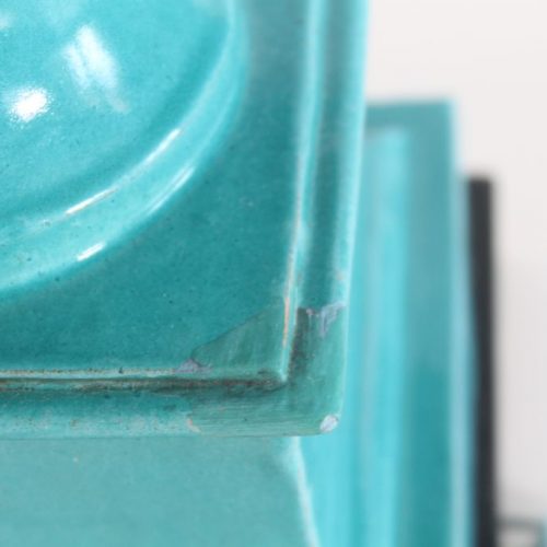 PIÑA AZUL - Gran lámpara vintage de cerámica de Manises en azul turquesa. Vintage 50s-60s.