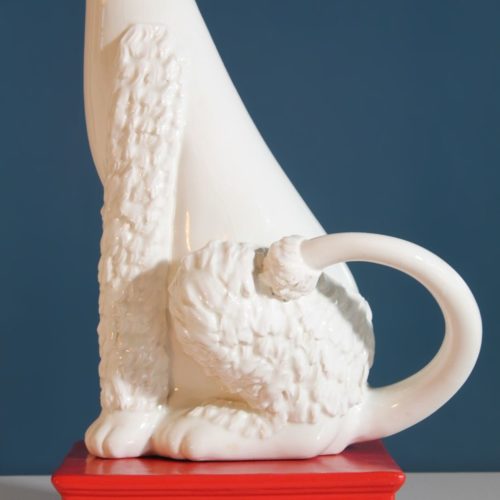 Perro. Lámpara de cerámica de Manises, C. Bondía, vintage años 60.