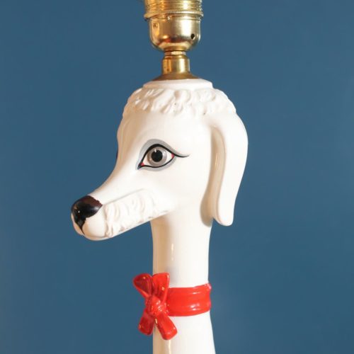 Perro. Lámpara de cerámica de Manises, C. Bondía, vintage años 60.
