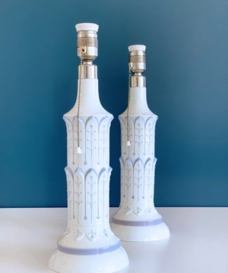 LLADRÓ - Pareja de lámparas de porcelana, modelo "Columna torre Pisa", descatalogadas, vintage años 70.