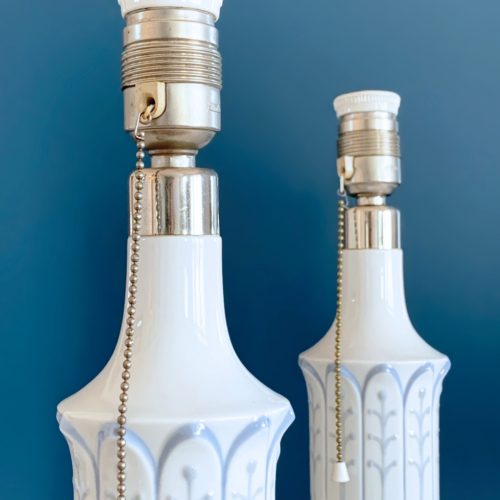 LLADRÓ - Pareja de lámparas de porcelana, modelo "Columna torre Pisa", descatalogadas, vintage años 70.