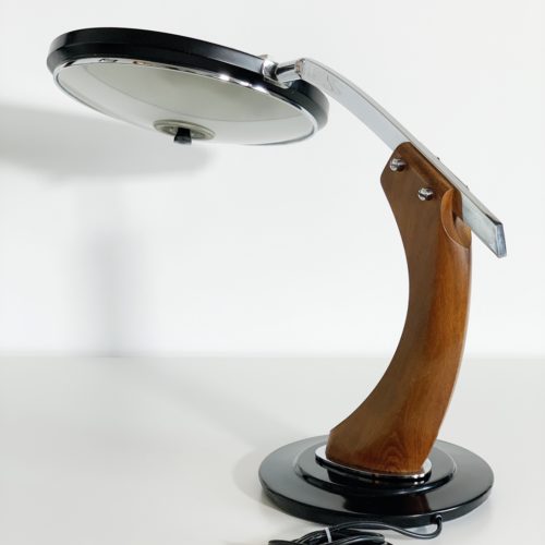 FASE PRESIDENT - Lámpara de despacho en acero y madera, vintage 60s-70s. Lacado negro. Excelente estado.