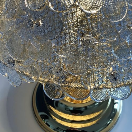 BAROVIER & TOSO - Exquisita lámpara de mesa de cristal de Murano, con flores de cristal y polvo de oro, vintage años 70s.