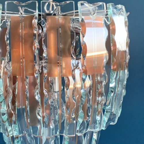 Fontana Arte - lámpara chandelier de cristal tallado. Italia, vintage 60s.