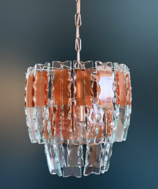 Fontana Arte - lámpara chandelier de cristal tallado. Italia, vintage 60s.