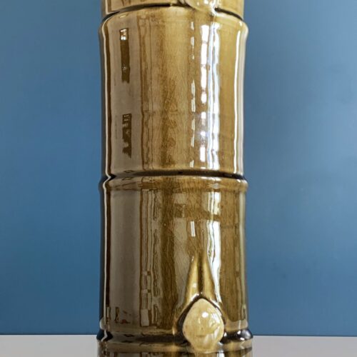 Lámpara de cerámica en forma de caña de bambú. Vintage 50s-60s.