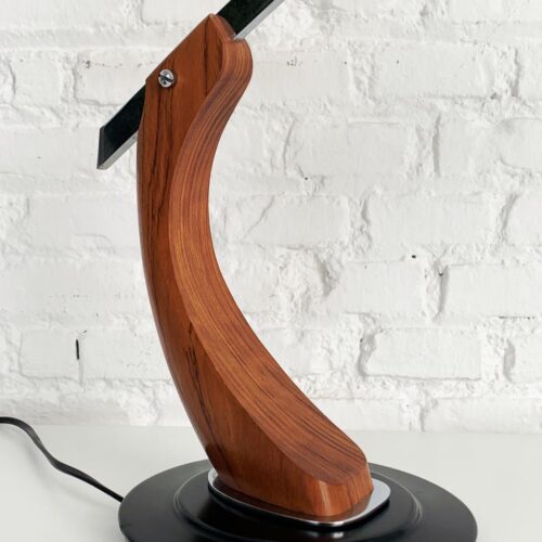 FASE PRESIDENT - Lámpara de despacho en acero y madera de nogal, vintage 60s-70s. 1as ediciones, modelo antiguo.