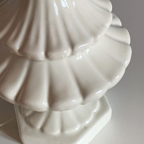 Lámpara de cerámica de Manises en color blanco, vintage años 60.