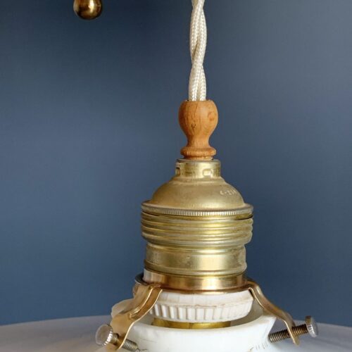 Lámpara antigua "sube y baja", con sistema de polea y contrapeso, completa. Vintage años 20s-30s.