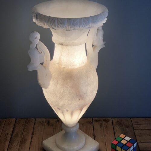 Lámpara Art Déco de sobremesa de alabastro, vintage Mid century años 40s-50s.