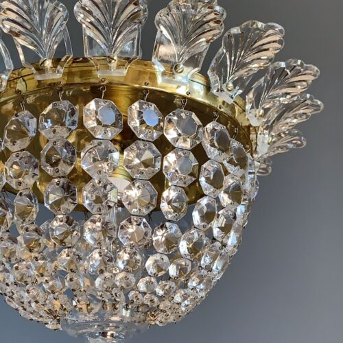 Preciosa lámpara saco de cristal, vintage, 1ª mitad siglo XX.