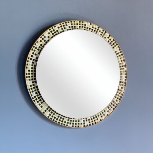 Espejo con marco de mosaico de teselas de cerámica. Vintage 60s.