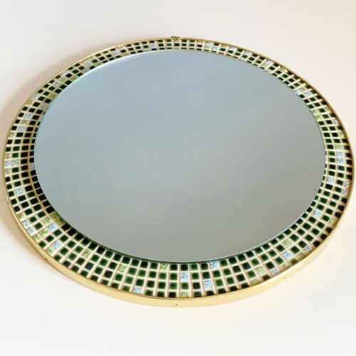 Espejo con marco de mosaico de teselas de cerámica. Vintage 60s.